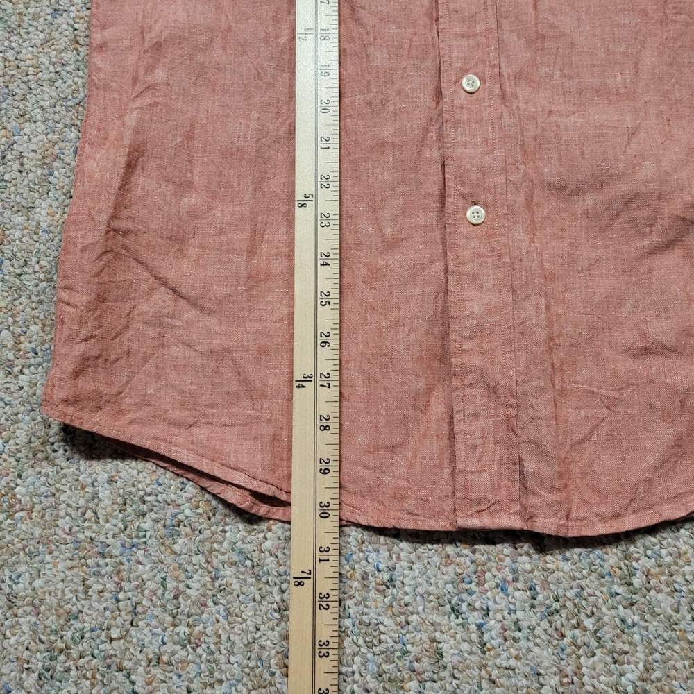LL Bean Shirt Mens Small Red Linen Short Sleeve Button Down 0VV84 Outdoors - Picture 6 of 11